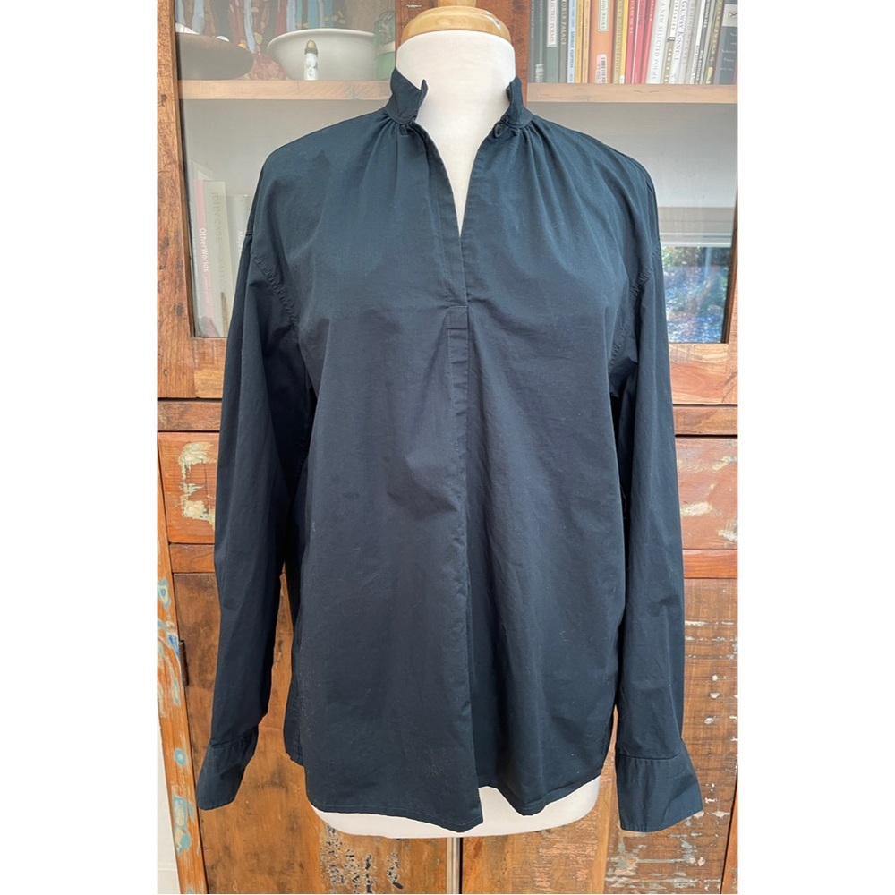 Blue Cotton Uniqlo Popover Blouse